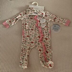 Milk Berry - Pink Floral Ruffle Baby One-Piece
